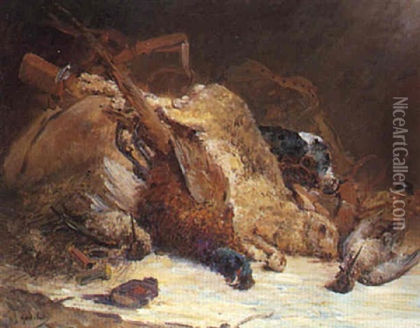 Nature Morte Au Levre, Faisan Et Becasses Oil Painting - Gustave Madelain