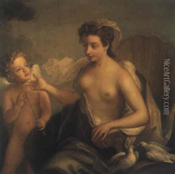 Venus And Cupid Oil Painting - Philip Mercier