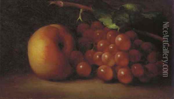 A Still Life with Grapes and a Peach Oil Painting - George Henry Hall