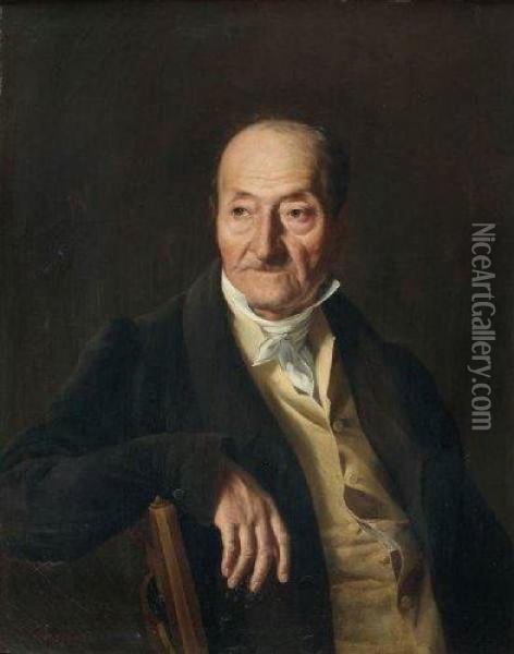 Portrait D'homme Au Gilet Jaune Oil Painting - Jacques Joseph Lecurieux