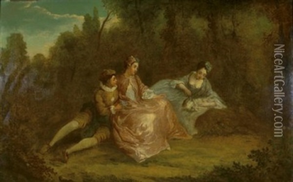 Scene Galante Oil Painting - Francois Louis Watteau