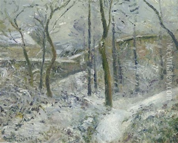 La Sente Des Pouilleux, Pontoise, Effet De Neige Oil Painting - Camille Pissarro