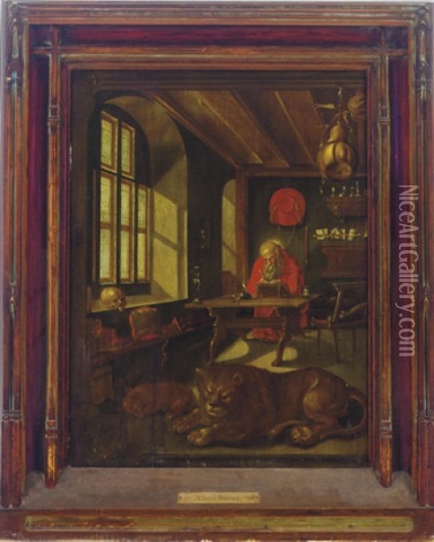 St. Jerome In His Study Oil Painting - Albrecht Duerer