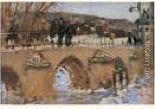 Pont De Moret Oil Painting - Pierre Eugene Montezin