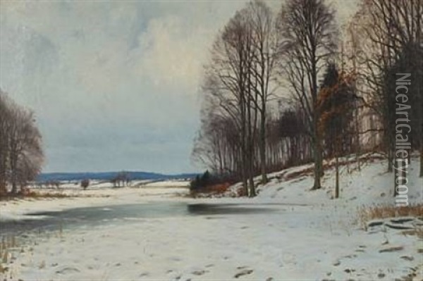 Wintry Landscape Oil Painting - Sigvard Marius Hansen