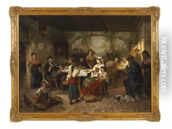 In Der Osteria, Genannt Die Schlangenkneipe Oil Painting - Rudolf Jordan