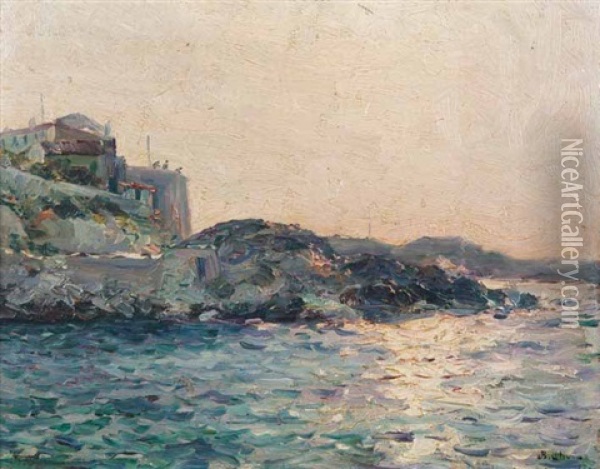 Bord De Corniche A Marseille Oil Painting - Jean Baptiste Olive