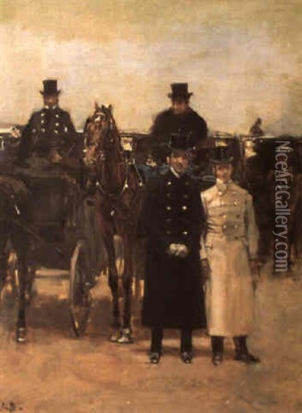 Les Cochers Oil Painting - Jean Beraud