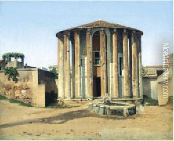 Vestatemplet I Rom (temple Of Vesta, Rome) Oil Painting - Christoffer Wilhelm Eckersberg