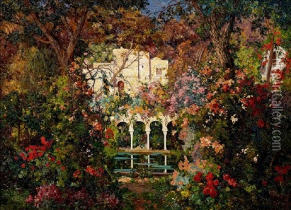 Jardin D'alger Oil Painting - Eugene F. A. Deshayes