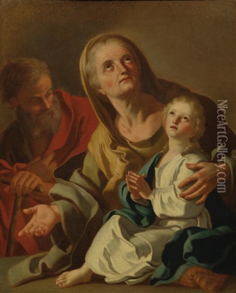 Anne, Joachim And Maria Oil Painting - Francesco de Mura