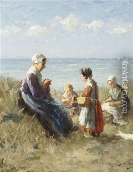 Daily Chores In The Dunes Oil Painting - Bernard de Hoog