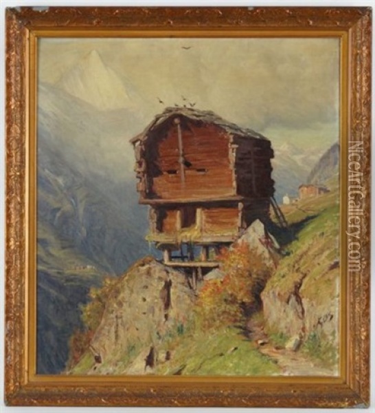 Raccard Dans Un Paysage Oil Painting - Albert Henri John Gos