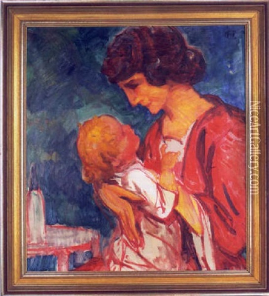 Mutter Und Kind Oil Painting - Hans Christiansen