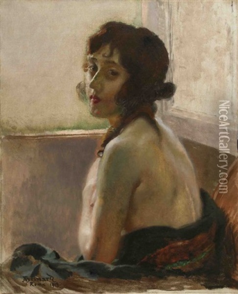 Jeune Italienne Assise Oil Painting - Albert Besnard