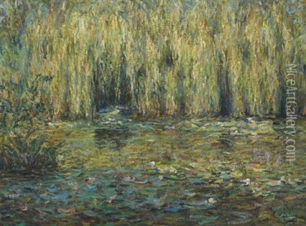 Les Saules Sur L'etang De Giverny Oil Painting - Blanche Hoschede-Monet