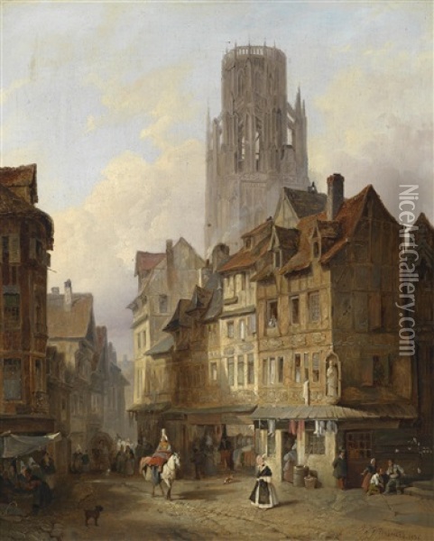 Stadtmotiv Aus Roubaix Oil Painting - Francois Antoine Bossuet