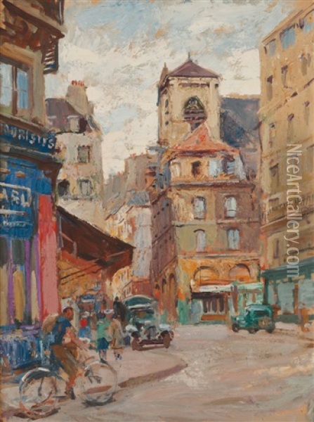 Rue De Paris Oil Painting - Lucien-Hector Jonas