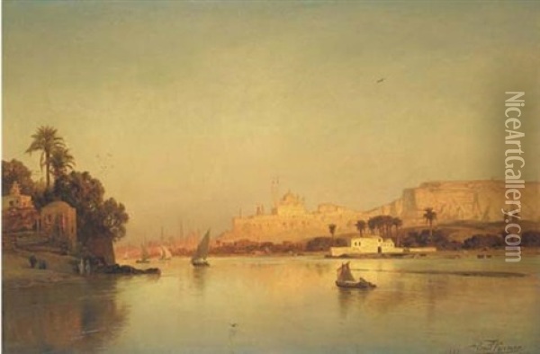 The Alabaster Mosque, Cairo Oil Painting - Ernest Karl Eugen Koerner