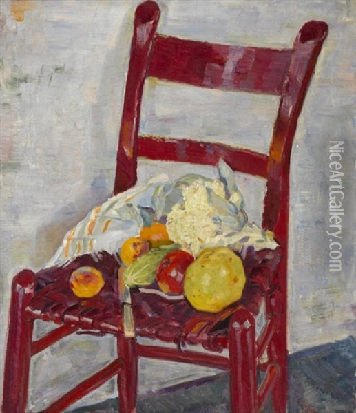 Still Life With A Red Chair Oil Painting - Arnold Borisovich Lakhovsky