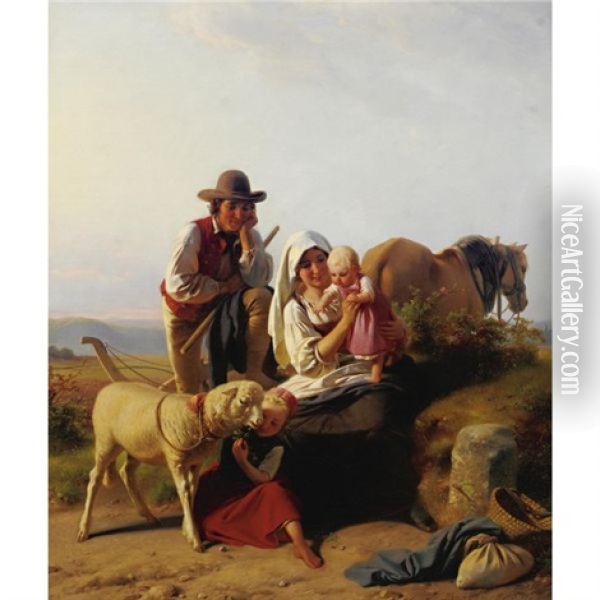 Shepherd Family Oil Painting - Jakob (von Worms) Becker