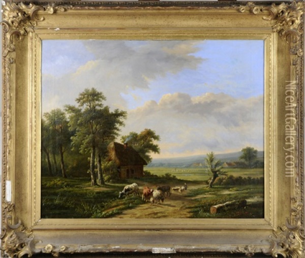 Le Troupeau Oil Painting - Charles Edmond Renault