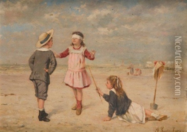 Colin-maillard Sur La Plage Oil Painting - Albert Roosenboom