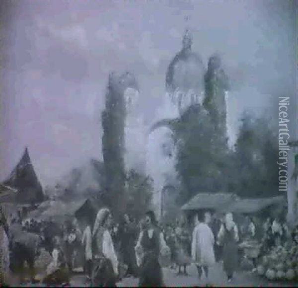 Markt In Sofia Oil Painting - Max Friedrich Rabes