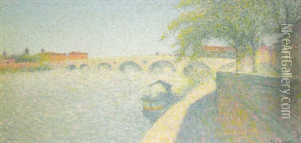 Le Pont Saint-michel A Toulouse Oil Painting - Achille Lauge