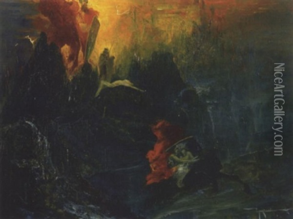 Die Niebelungen, Egalement Intitule The Norns Oil Painting - Pinckney Marcius-Simons