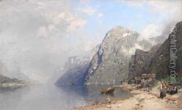 I Vannkanten Oil Painting - Georg Anton Rasmussen