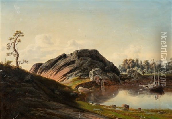 Landscape From Porvoo Oil Painting - Johan Knutson