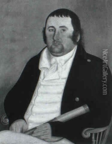 Portrait Of Captain Lewis Oil Painting - John Brewster Jr.