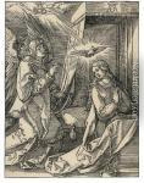 The Annunciation, From: The Small Woodcut Passion Oil Painting - Albrecht Durer