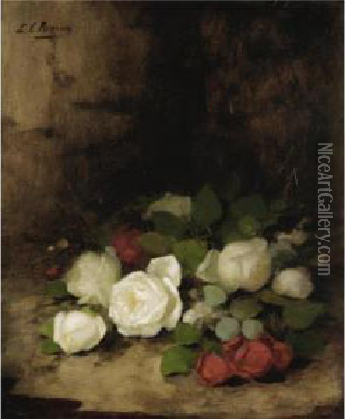 Still Life Of Roses Oil Painting - Louise Ellen Perman