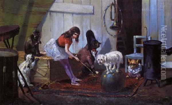 Dans Les Coulisses Du Cirque Oil Painting - Emanuel Noterman