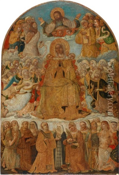 Die Gemeinschaft Der Heiligen Als Furbitter Vor Der Muttergottes (la Madonna Con I Santi Intercessori) Oil Painting - Guidoccio di Giovanni Cozzarelli