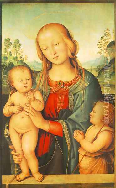 Madonna with Child and Little St John 1505-10 Oil Painting - Pietro Vannucci Perugino