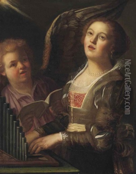 Saint Cecilia Oil Painting - Gerrit Van Honthorst