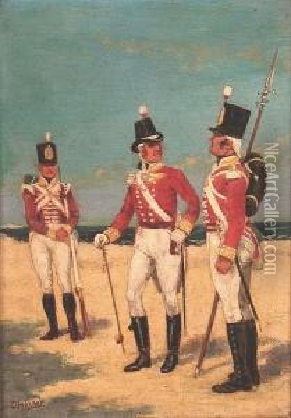 The 28th North Gloucestershire Regiment Of Foot, Egypt 1801; & A Companion Oil Painting - David Henry, Parry Snr.