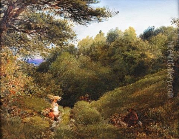 A Surrey Glade Oil Painting - John Linnell