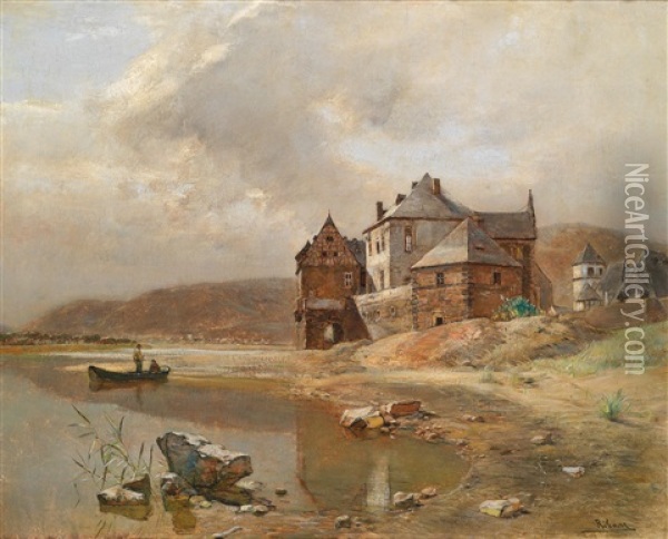 Schlosruine Von Der Leyn An Der Mosel1 Oil Painting - Rudolf Ribarz