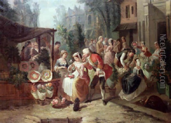 The Flower Seller Oil Painting - Clement Gontier