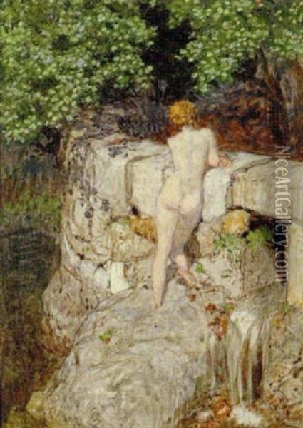 Badende Oil Painting - Alexander Rothaug