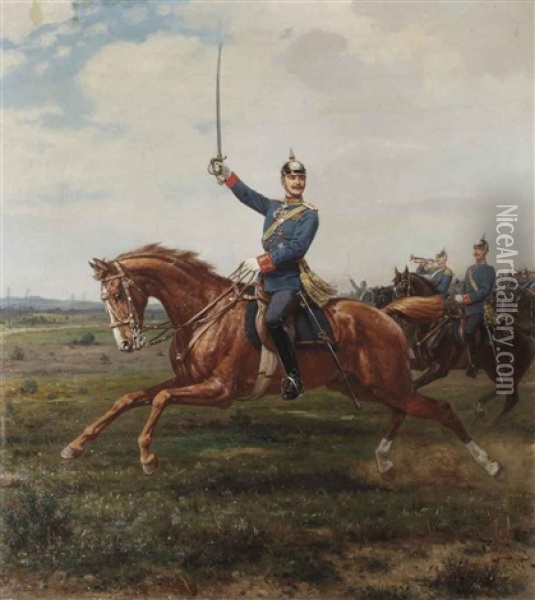 Lieutenant Kunz Von Katzler On Horseback Oil Painting - Konrad Freyberg