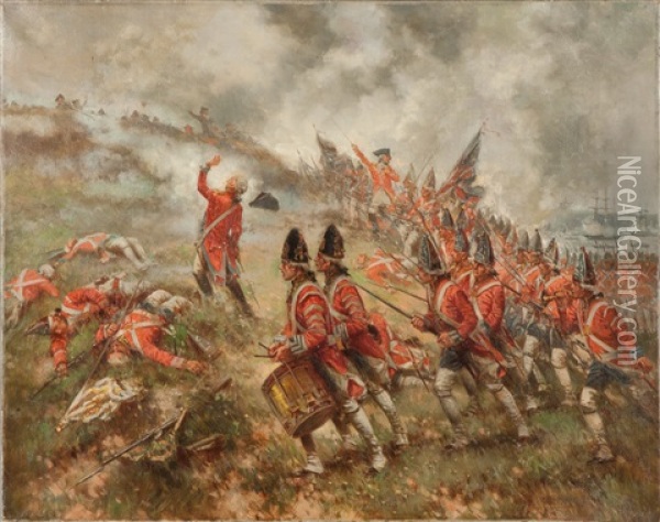 Revolutionary War Battle Oil Painting - Edward Percy Moran