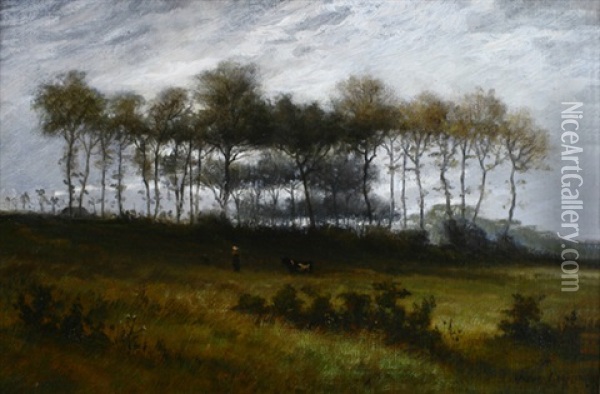Baumlandschaft Mit Kuh Und Hirtin Oil Painting - Franz Joseph Adolph Graf