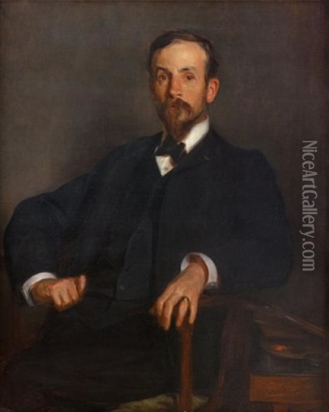 Portrait De Lucien Simon Oil Painting - Jacques-Emile Blanche