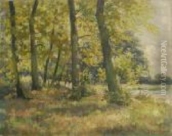 Zomerlandschap. Oil Painting - Willem Charles L. Delsaux