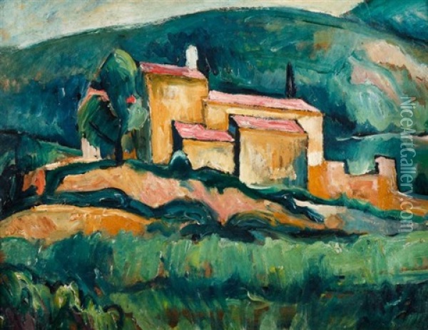 Vue De Ceret Oil Painting - Jerzy Acher